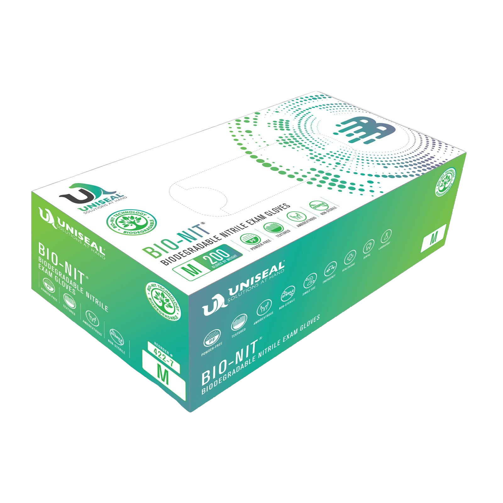 Uniseal® BIO-NIT® – Biodegradable Nitrile Powder-Free Gloves - Case of 10 Boxes